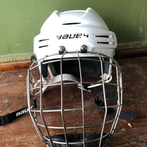 White Used Large Bauer Helmet