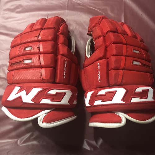 Red Used CCM Tacks 4 Roll Pro 14" Gloves