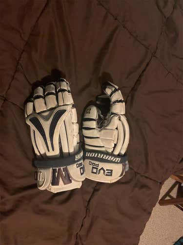 White Used Player Warrior Evo Pro 13" Lacrosse Gloves
