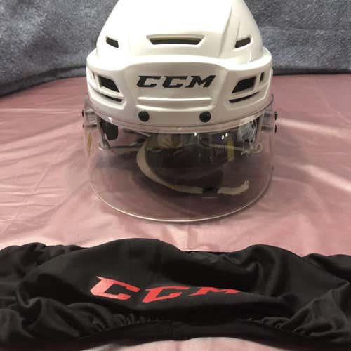 White Used Medium CCM Tacks 310 Helmet