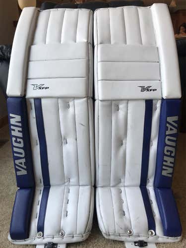 White Used 33" Vaughn Velocity XFP  Goalie Leg Pads