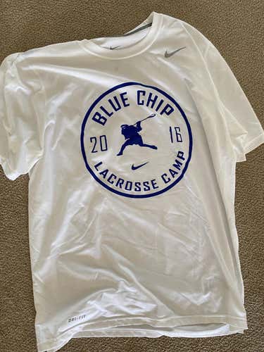 Nike Blue Chip Lacrosse White Adult Men's Large Shirt