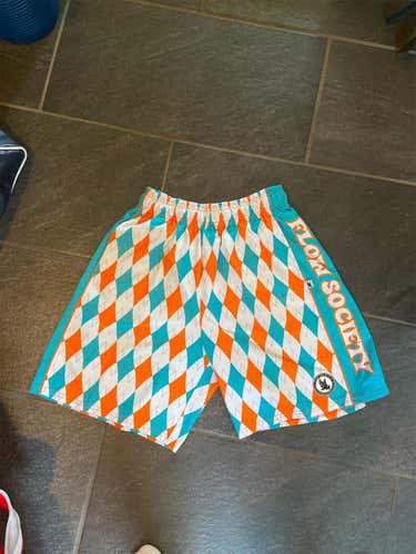 Flow Society Blue And Orange Argyle Shorts