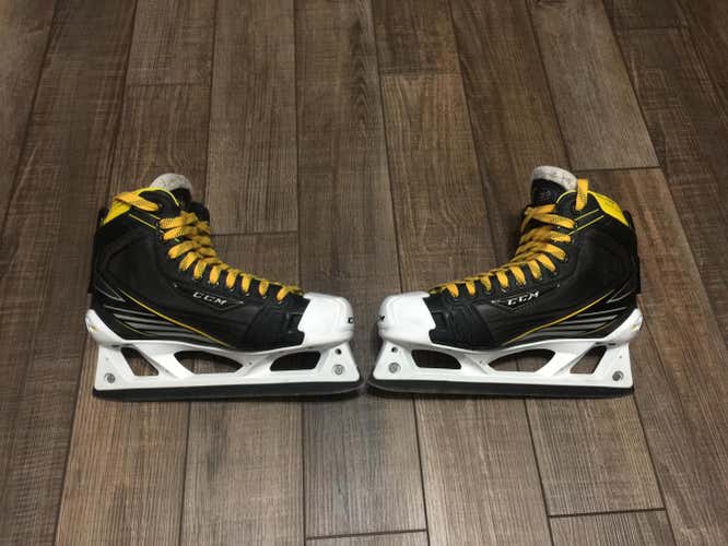 Light 2lbs! Senior CCM Tacks Size 8.5 Hockey Used Goalie Skates D&R (Regular) New Laces