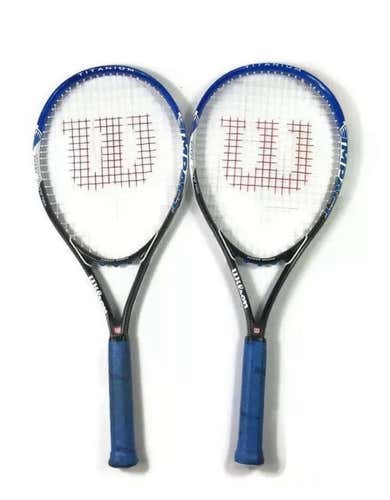 Wilson Titanium impact Tennis Racquet  Racket Blue Lot of 2 Power Bridge