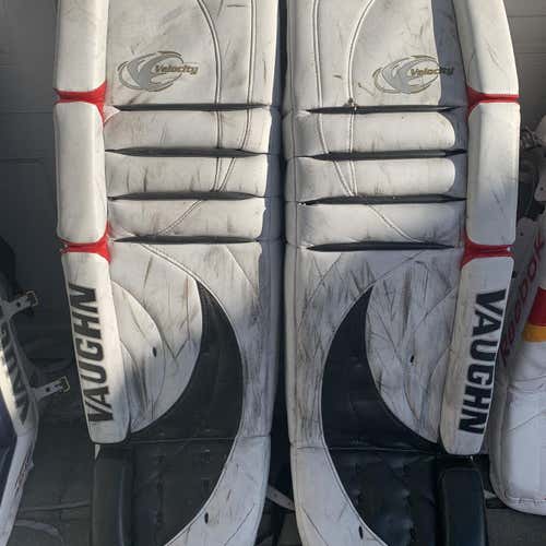 White Used 35" Vaughn Pro Stock Goalie Leg Pads