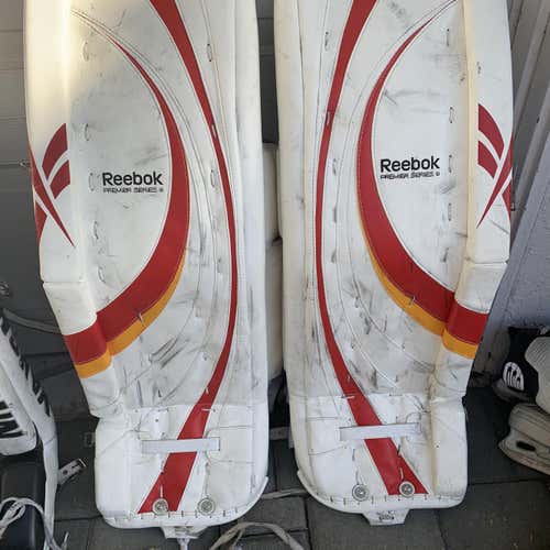 Red Used 33"+ 2 Reebok Premier Series III Goalie Leg Pads