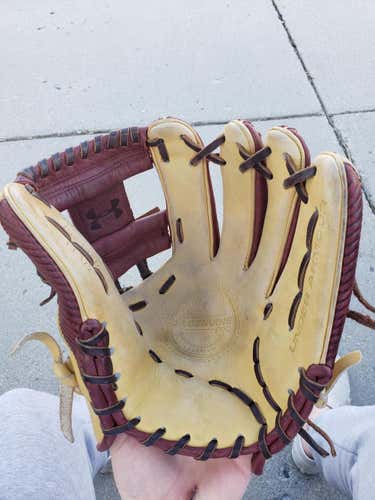 Red Used High School/College Under Armour Right Handed Infield Genuine Pro Baseball Glove 11.5"