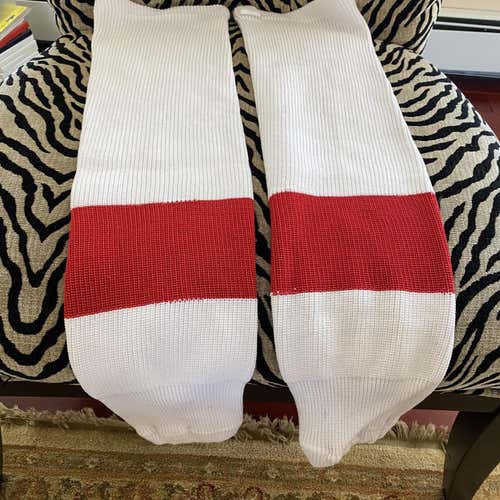 White & Red Large Hockey Socks