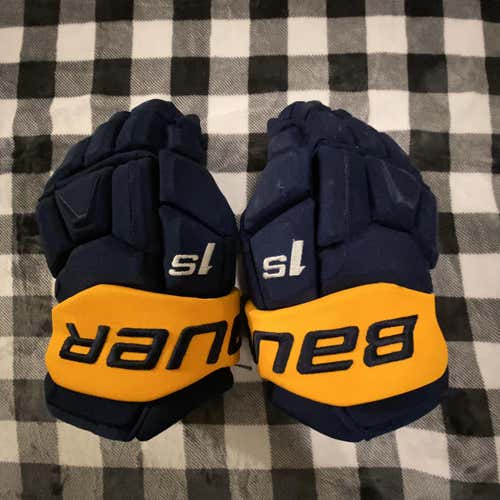 Blue Used Bauer Supreme 1S 13" Pro Stock Gloves