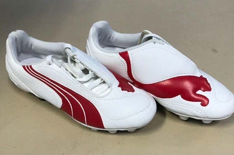 NEW Puma V6.08 R HG Jr. Youth Soccer Shoe Color White Puma Red Size 1.5 NIB