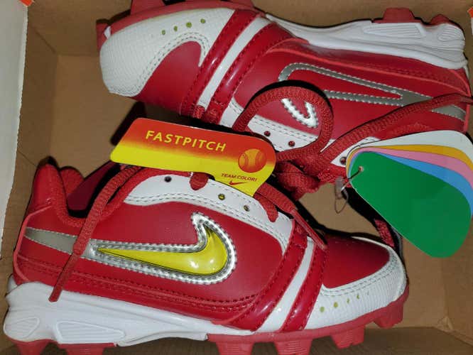 Nike Diamond Keystone FP Baseball Cleats - Red/White - Size 10 Toddlers - BRAND NEW in BOX!!