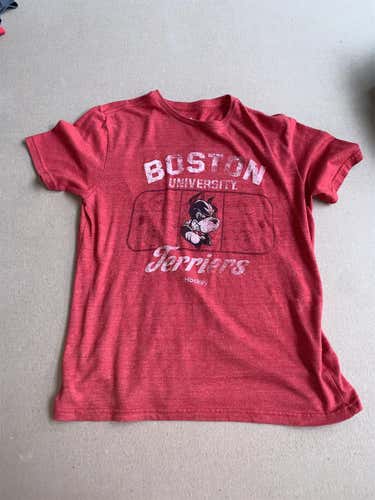 Red BU Hockey Adidas T Shirt Size M