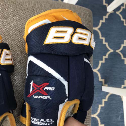 Yellow Used Bauer Vapor 1X Pro 13"  Gloves