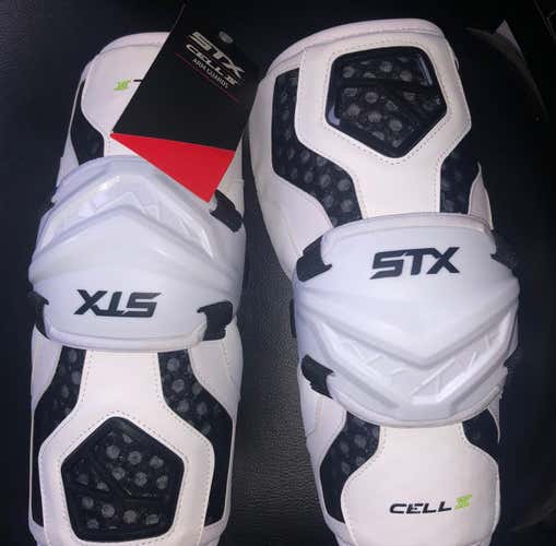 NEW Lacrosse LAX Arm Guard LARGE STX Cell IV Arm Pads New White