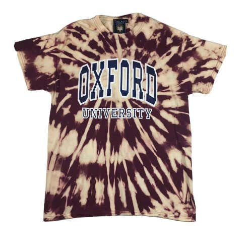 Custom Oxford University Tie Dye T-Shirt Maroon/Creme And Bridge T Shirt