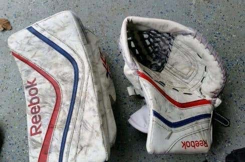 Used Reebok XLT Pro Glove & Blocker (White/Blue/Red)
