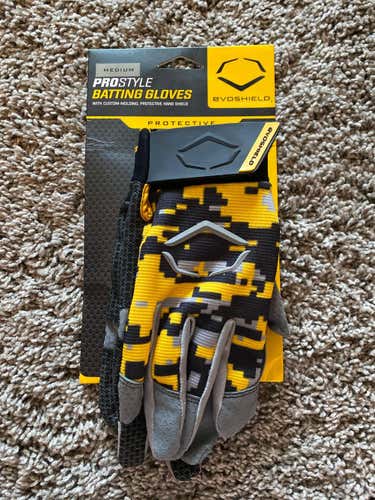 Yellow New Medium EvoShield Batting Gloves