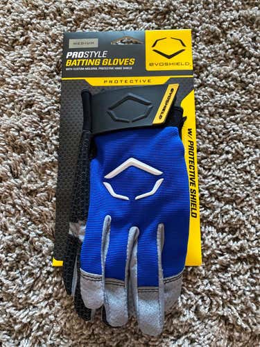 Blue New Medium EvoShield Batting Gloves