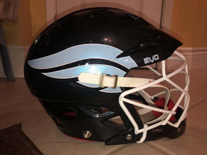 The Hill Academy 2019 Black Used Adult Player Warrior Evo Helmet with The Hill Academy 2019 Gloves