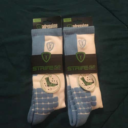 Adrenaline Strife 2.0 Socks - White/Carolina - L/XL - Two Pairs