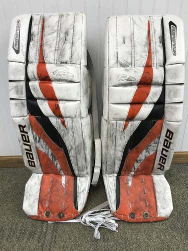 White Intermediate Used 32" Bauer Reactor 4000 Goalie Leg Pads