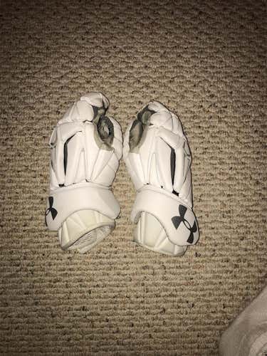 White Used Player Under Armour Command Pro 2 13" Lacrosse Gloves