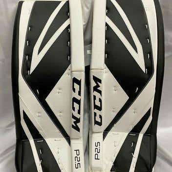 For @esmitt55: CCM Premier 2.5 Goalie Leg Pad Size JR 28" White/Black NEW Orig $369.99