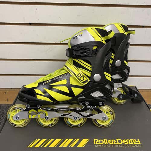 Black/Yellow Senior (Regular) Size 10 Roller Derby Q-80X Inline Skates