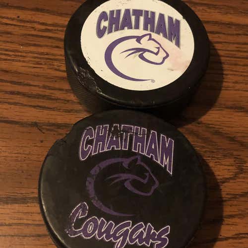 2 Chatham University Cougars NCAA Hockey Pucks