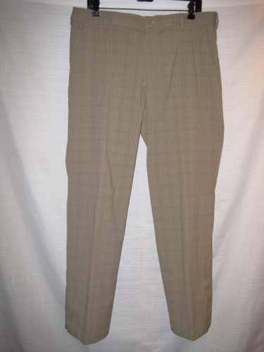 Nike Fit Dry Plaid Golf Pants 34 x 30 Tan Stretch
