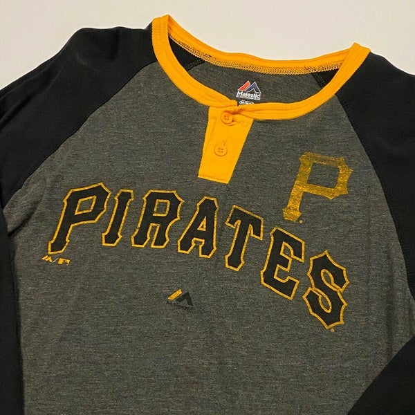 Pittsburgh Pirates Men's Majestic 3/4 Sleeve Gray & Black Shirt