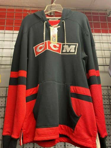 CCM Hockey Red and Black Laced Hoodie *NEW* Senior Medium