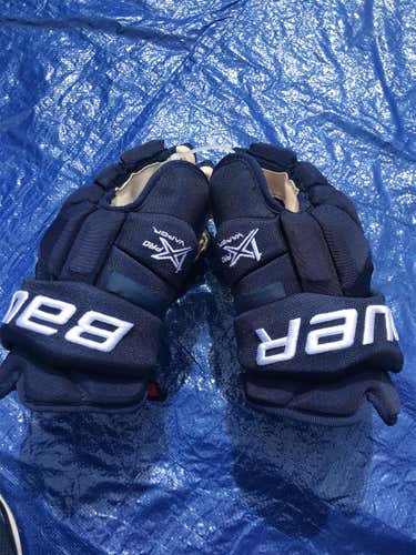 Blue Used Bauer 14" Pro Stock Gloves NHL Game Used Colorado Avalanche