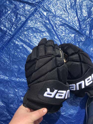 Black Used Bauer Vapor 1X Pro Lite 14" Pro Stock Gloves Colorado Avalanche Brassard Game Used