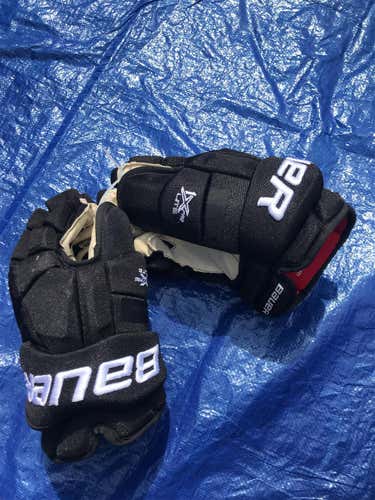 Black Used Bauer Vapor 1X Pro Lite 14" Pro Stock Gloves Colorado Avalanche Game Used