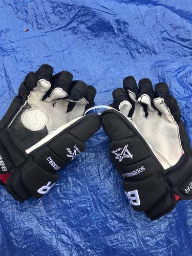 Black Used Bauer 13" Pro Stock Gloves Colorado Avalanche Game Used Soderberg