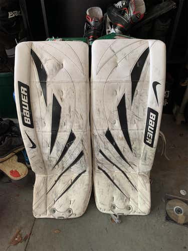 White Used 33" Bauer Supreme One95 Goalie Leg Pads