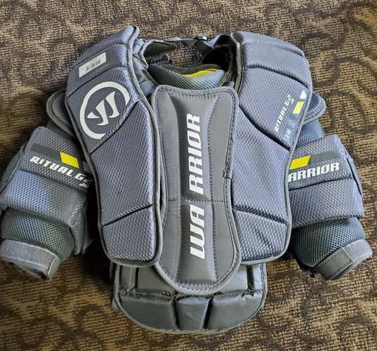 Warrior Ritual G2 Junior Lacrosse Goalie Chest Protector - Size L/XL - Grey/Yellow - Used - Good!