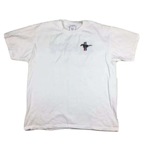 VTG 90s Ford Mustang T-Shirt 30 MPG and 305 Horse Power Logo White/Gray Sz XL