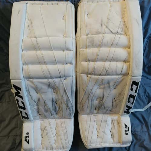 White Used Intermediate 30" CCM Extreme Flex E3.9 Goalie Leg Pads