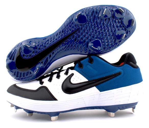 Nike Alpha Huarache Elite 2 Low Metal Baseball Cleats Blue White AJ6873-104