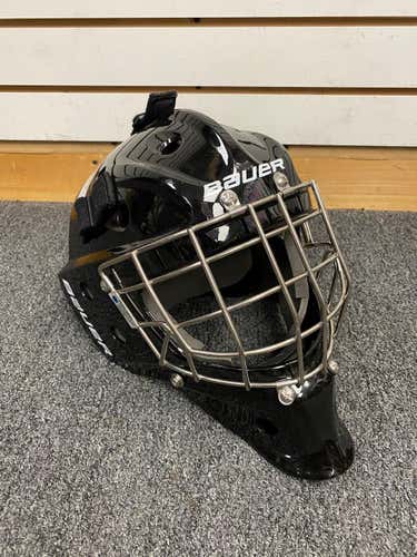 Black Used Junior Bauer Profile 940X Goalie Helmet w/Senior Mask