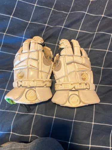 White Used Player Maverik M3 12" Lacrosse Gloves