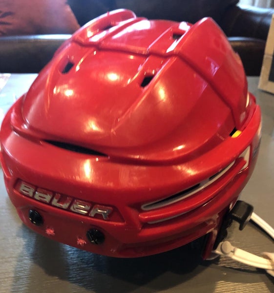Red Bauer Re-Akt 100 Helmet Red w/White Inserts (Sr. Small)