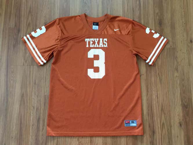 Texas Longhorns #3 NCAA SUPER AWESOME NIKE Boys Sz XL (20) Kids Football Jersey!