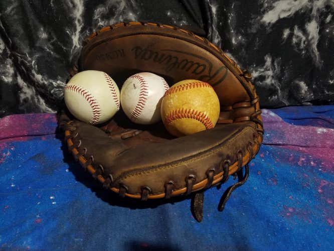 Dark Brown Used Rawlings Lite Toe "Lance Parrish"Catcher's Left Handed Baseball Glove 31.5