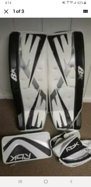 Brian's 35+1 goalie pads with FREE BRAND NEW GLOVE & BLOCKER !!