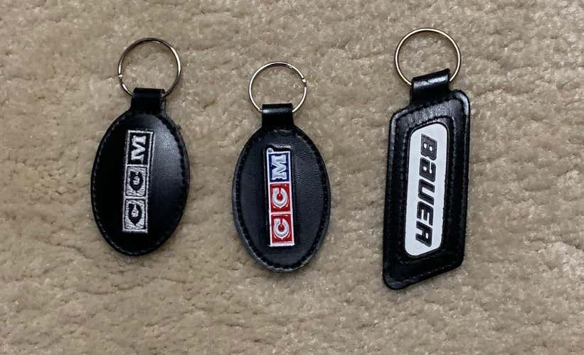 3 Hockey Key Chains - 2 CCM, 1 Bauer