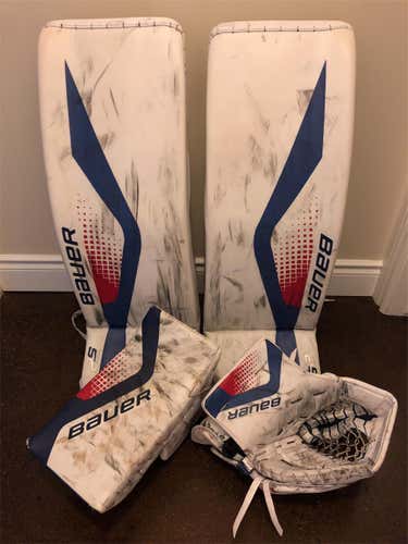 Used Pro Stock Bauer Supreme 2S Pro Full Set Goalie Pads - NCAA - Large/35” (PAD037B)